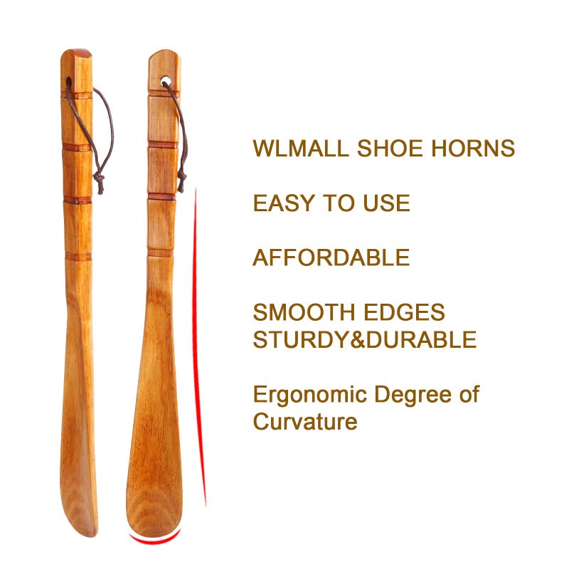 WLMALL Premium Wooden Shoe Horn, 2 PCS Shoehorns Durable, 13" Long Handle Shoe horns, Lazy Shoe Helper Spoons for Seniors, Kids, Pregnancy, Men, Women - Image 2